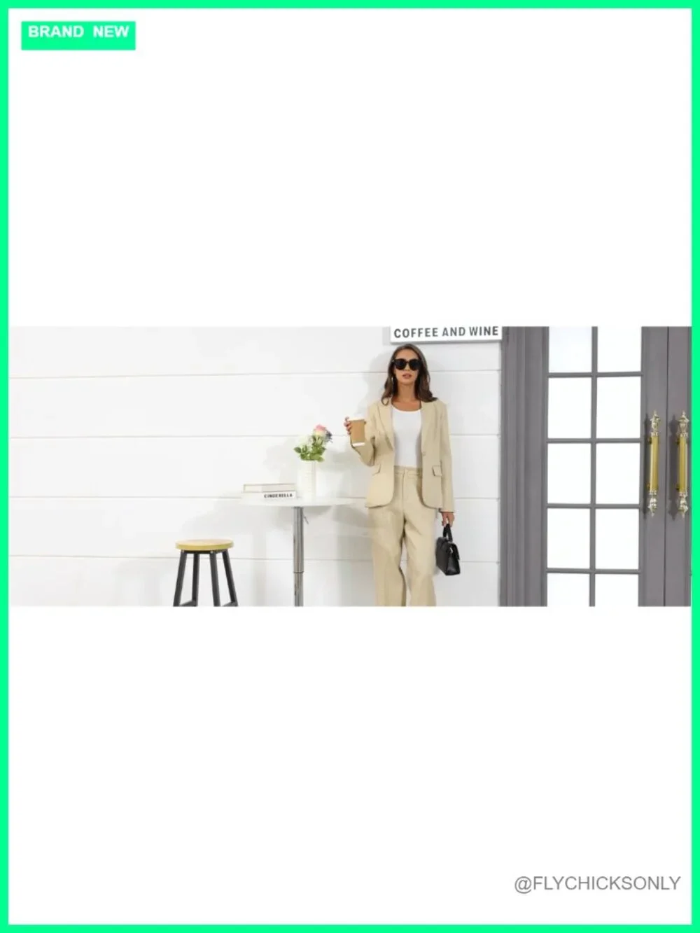 Women's 2-Piece Pinstripe Houndstooth Blazer Pantsuit Set Business Office Wear